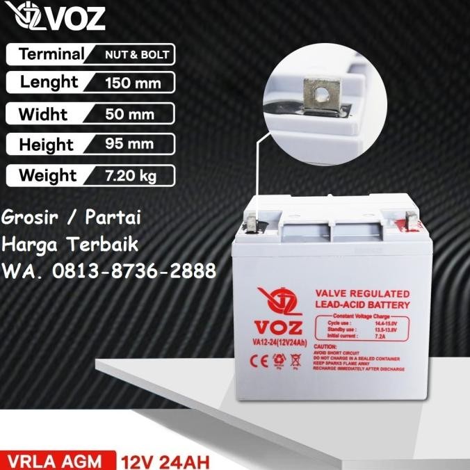 Battery Kering Voz 12V 24Ah Accu Aki baterai Kering Vrla 12v 24Ah