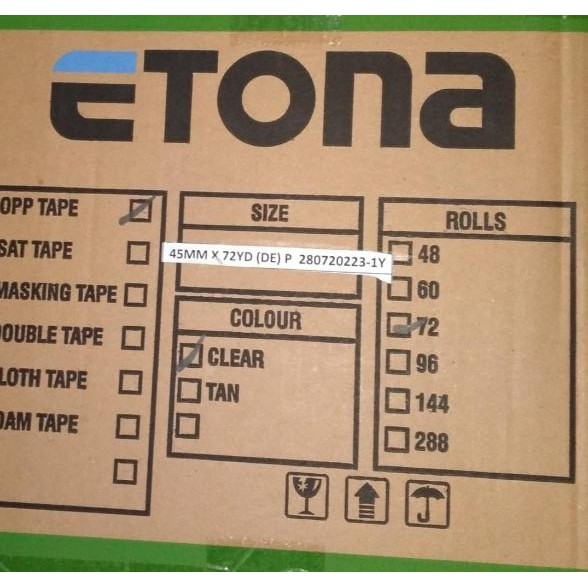 

Etona Lakban 2 Inch, 45 Mm 72 Yard. 1 Karton Harga Spesial