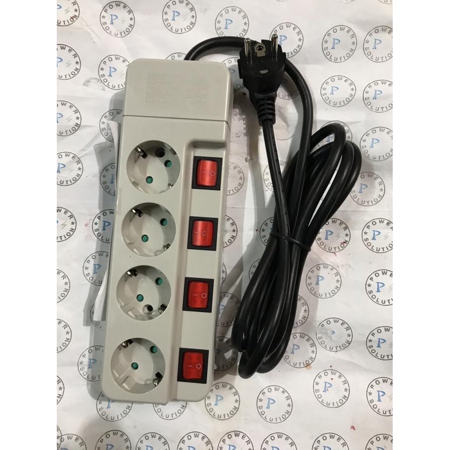 Pdu Stop Kontak 4 soket + switch + Kabel 16A-250V 2M
