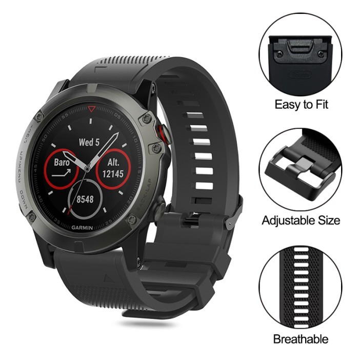 Tali Jam Strap Garmin Fenix 7X 6X 5X Sapphire Pro Solar Silicone