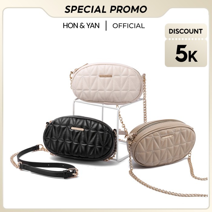 HONYAN Slingbag Tas Wanita Tas Selempang Wanita Oval Bulat Sling Bag Terbaru Kekinian Undangan Pesta