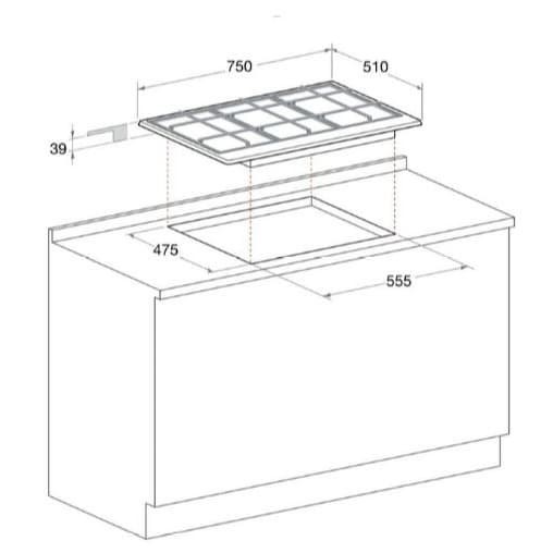 New Kompor Tanam Gas Ariston 3 Tungku Ph730Rtx Ex Display