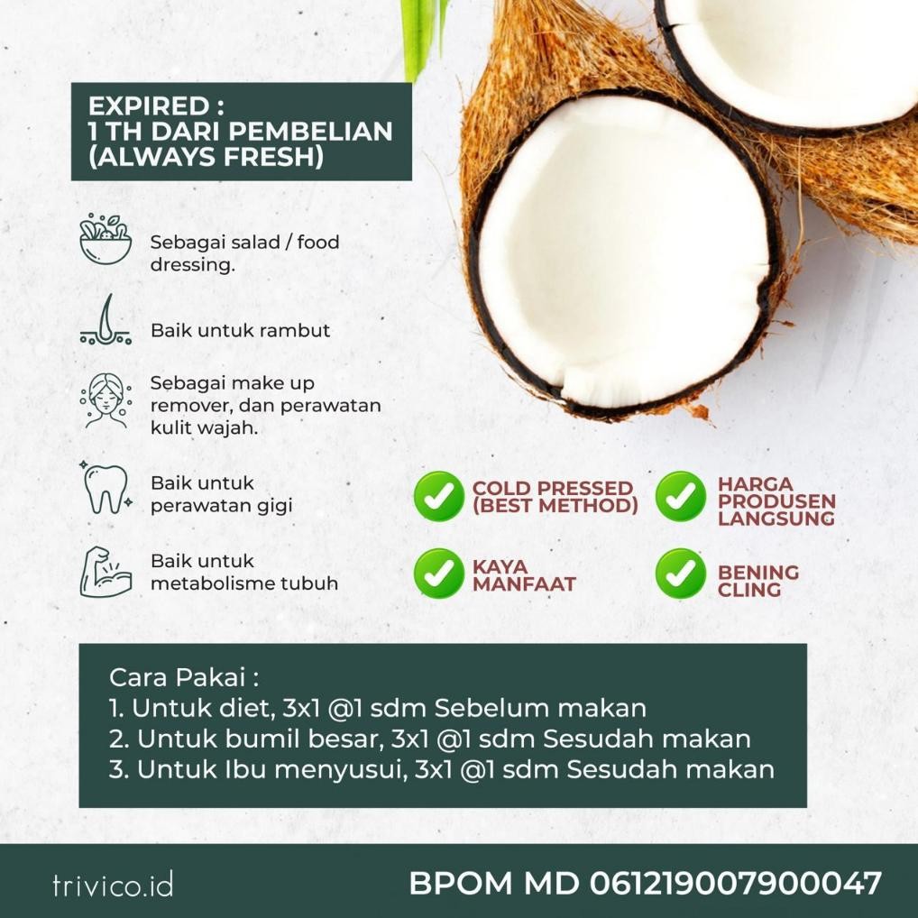 

Terlaris Trivico | Premium | E | | | Minyak Kelapa Murni 100% | Coconut Oil - 250Ml