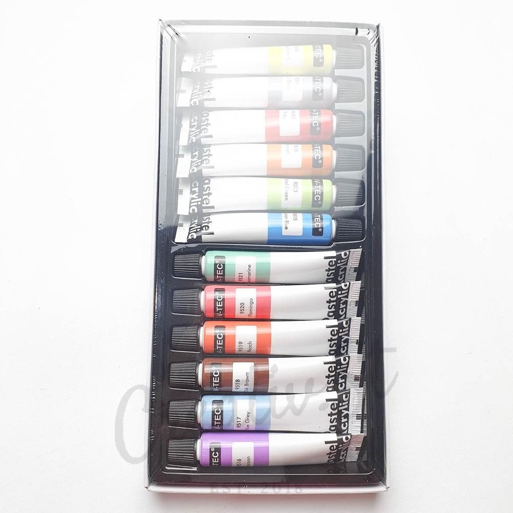 

TW39 V-Tec Vtec Cat Acrylic 12 Warna Pastel Cat Akrilik Vtec Set Paint Termurah