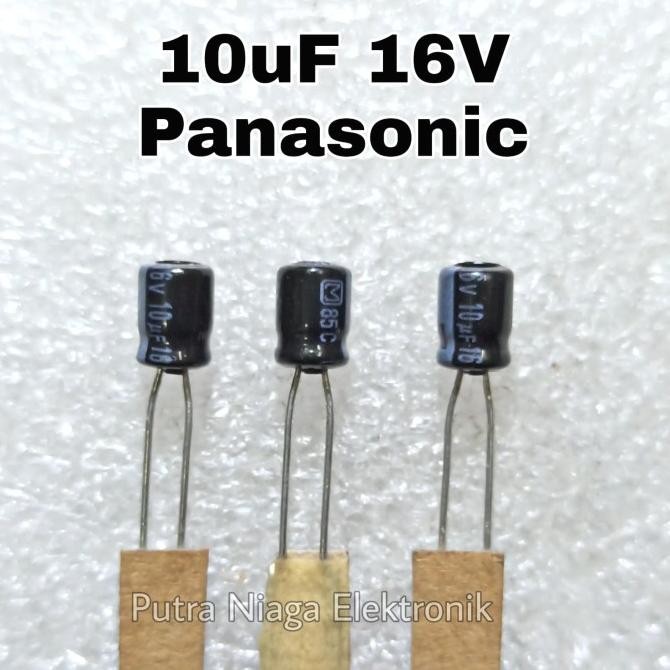 Terbaru (5) Elco 10uF 16v Panasonic Kapasitor Polar Mini 10 uF 16 V putr4n Segera Beli