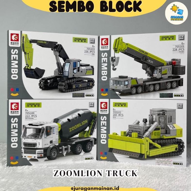[LARIS] SEMBO BLOCKS Zoomlion Truck Series - Bricks brick block bongkar susun 200-300an pcs Mainan E