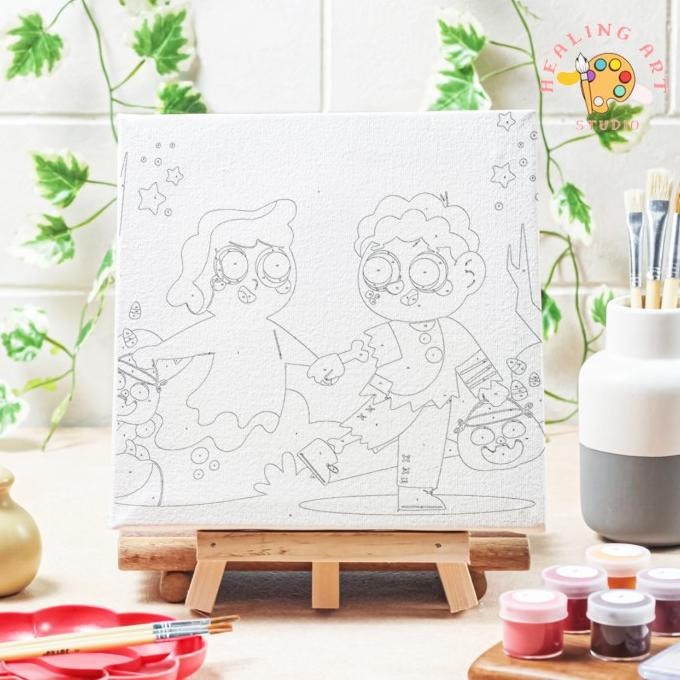 

DFR Paint by number Halloween Zombi diy painting canvas 20x20 alat lukis TERLARIS