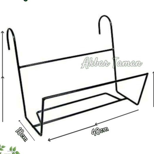 Satu Set Pot Gantungan Pot Bunga Besi Pagar Balkon Free Pot