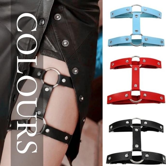 Xianny Leather Thigh Harness Punk Grater Gelang Paha Kulit