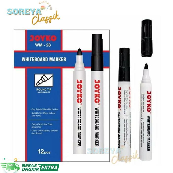 

Termurah 12 Pcs Spidol Joyco Whiteboard Marker Wm 28