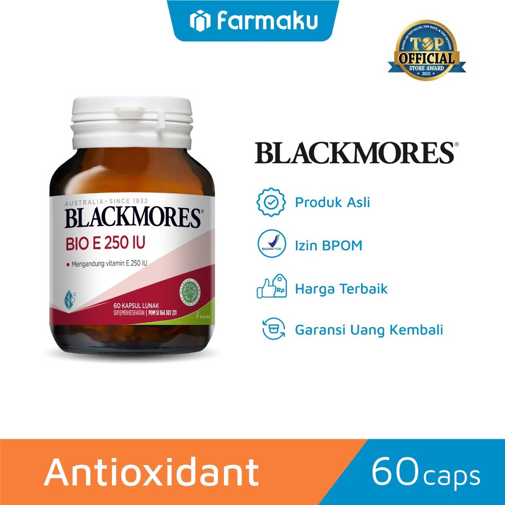 Blackmores Bio E 250 IU - Vitamin Kulit Antioksidan 60 Caps