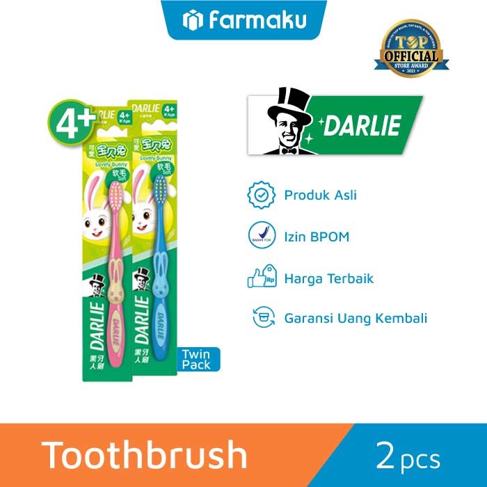 DARLIE Lovely Bunny Sikat Gigi Anak (Usia 4+ Tahun) - Twin Pack Isi 2 Pcs