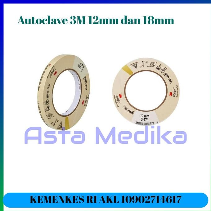 Autoclave Tape 3/4 inch dan 1/2 inch 3M Adhesive Tape 1322-18mm