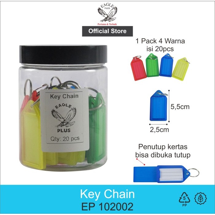 

Terlaris EAGLE PLUS Gantungan Kunci Key Ring Name Tag Label Isi 20/pack SALE