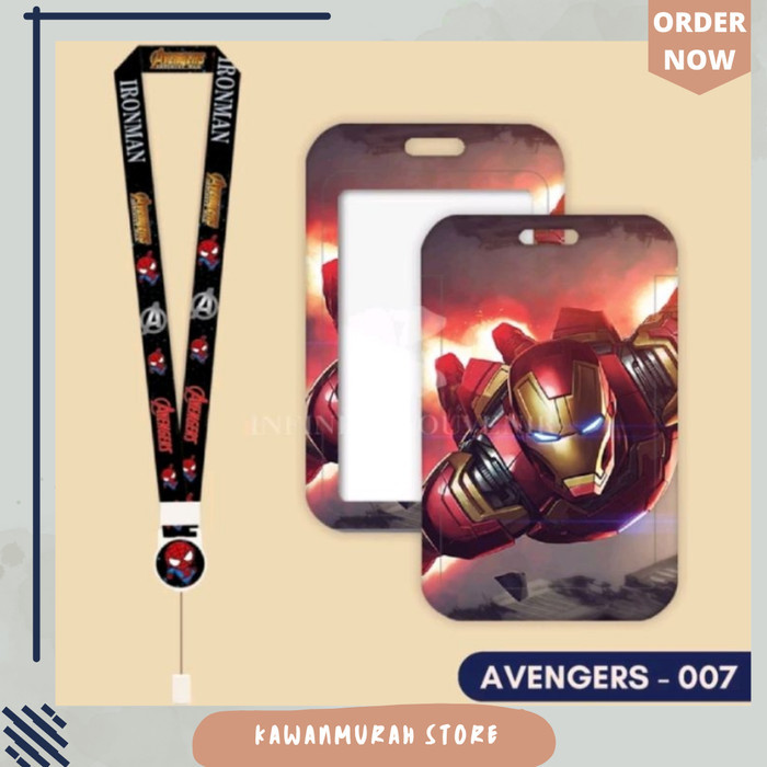 

Terlaris Name Tag ID Card Motif Ironman Avengers Trendy / Lanyard Hero Marvel SALE