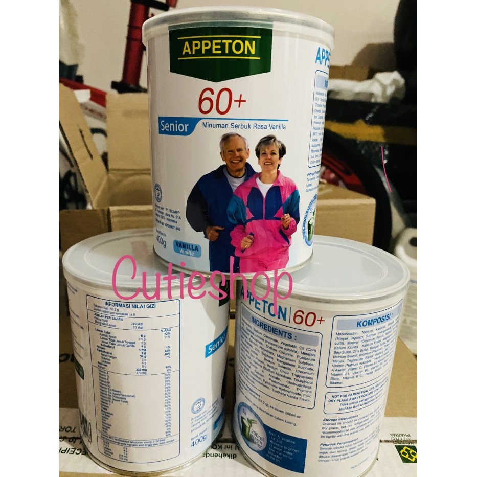 

Appeton 60+ 400 gram susu lansia susu orang tua vanila vanilla vanilla