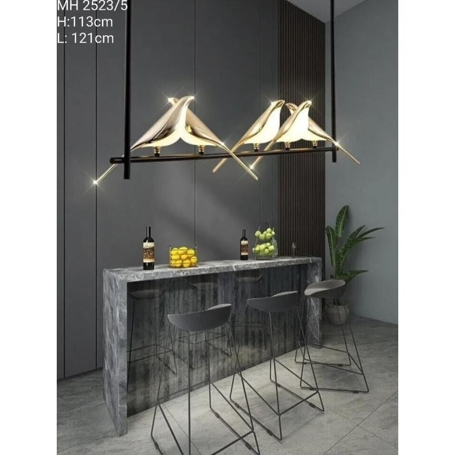 Lampu Hias Gantung Linear Led 5 Burung Bird Led Nordic Bedside Lamp 2523 5 Bird Hanging Ring Frame L