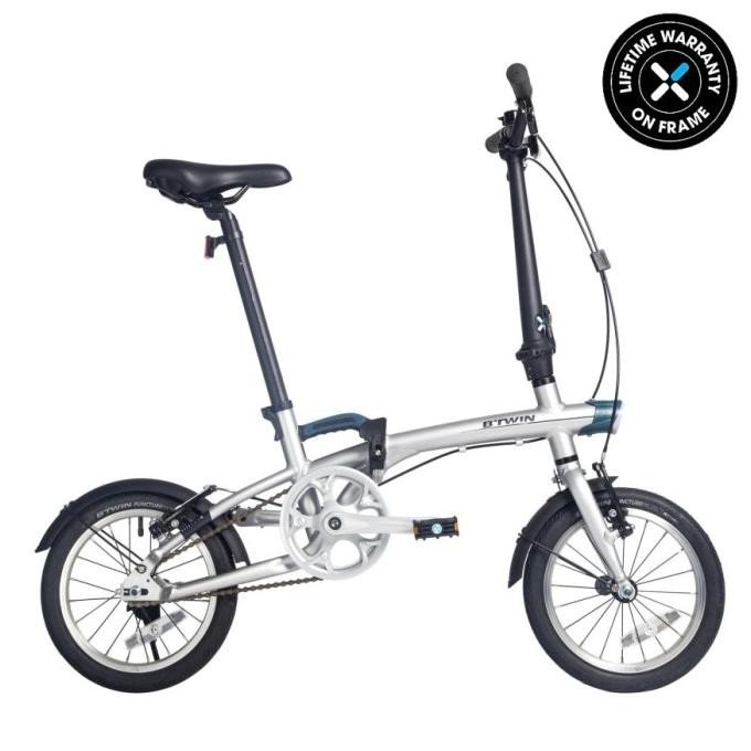 Decathlon " Btwin Sepeda Lipat Tilt 500 14"" Xs Silver - 8527256"