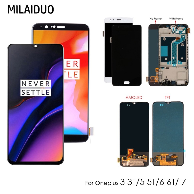 Layar LCD TFT / AMOLED Untuk Oneplus 3 3T / 5 5T Rakitan Digitizer Layar Sentuh Untuk One plus 6 / 6