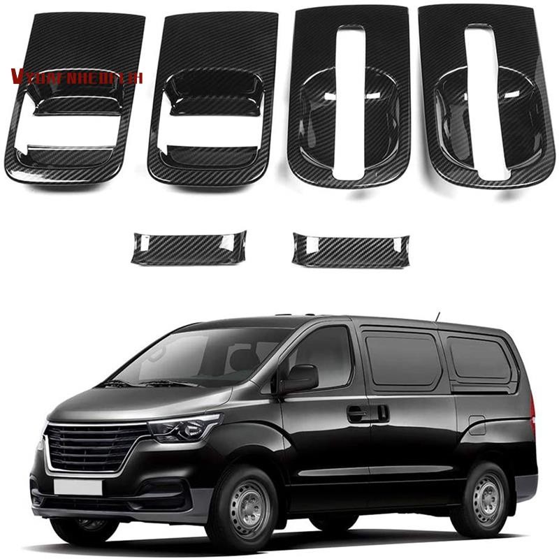 6 pcs/set mobil abs carbon fiber door handle cover mangkuk untuk hyundai grand starex h1 i800 2018-2