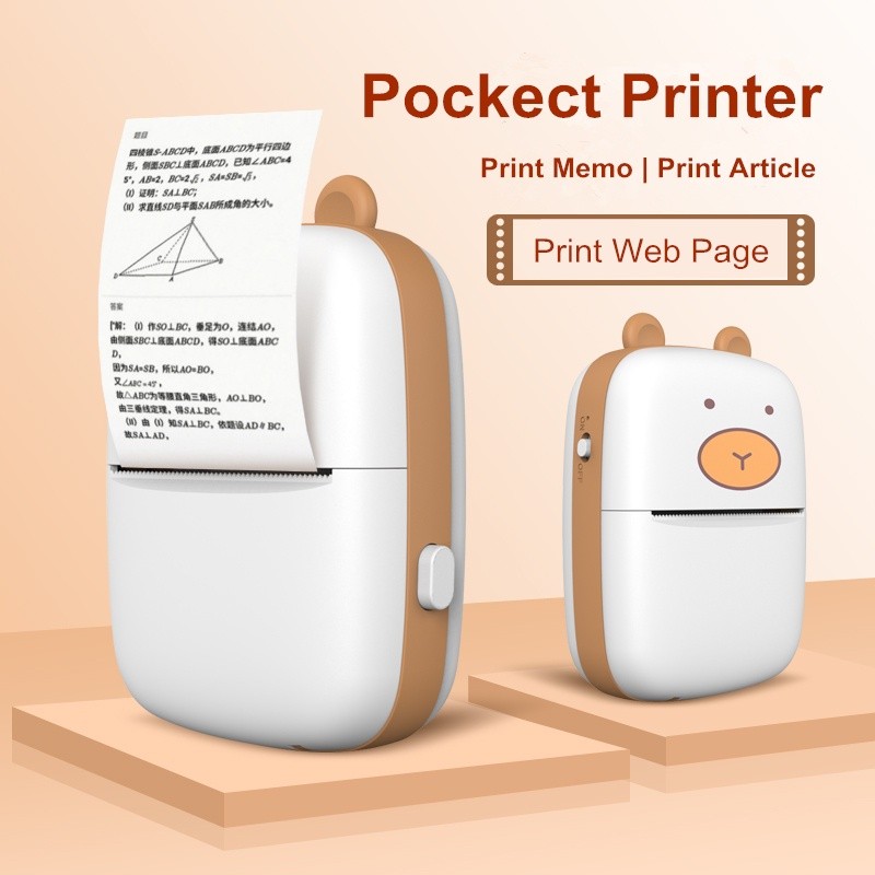 HD Pocket Mini Printer Label Label Stiker Pembuat Nirkabel Perekat Kertas Termal Mesin Printing 2D U