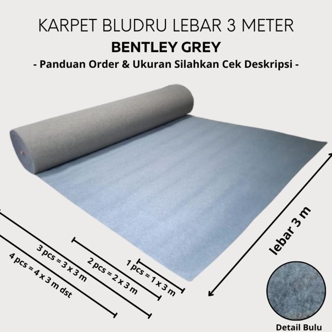 BENTLEY Karpet Non Woven Tebal [METERAN] 1x3 meter GREY Lebar 3 Meter