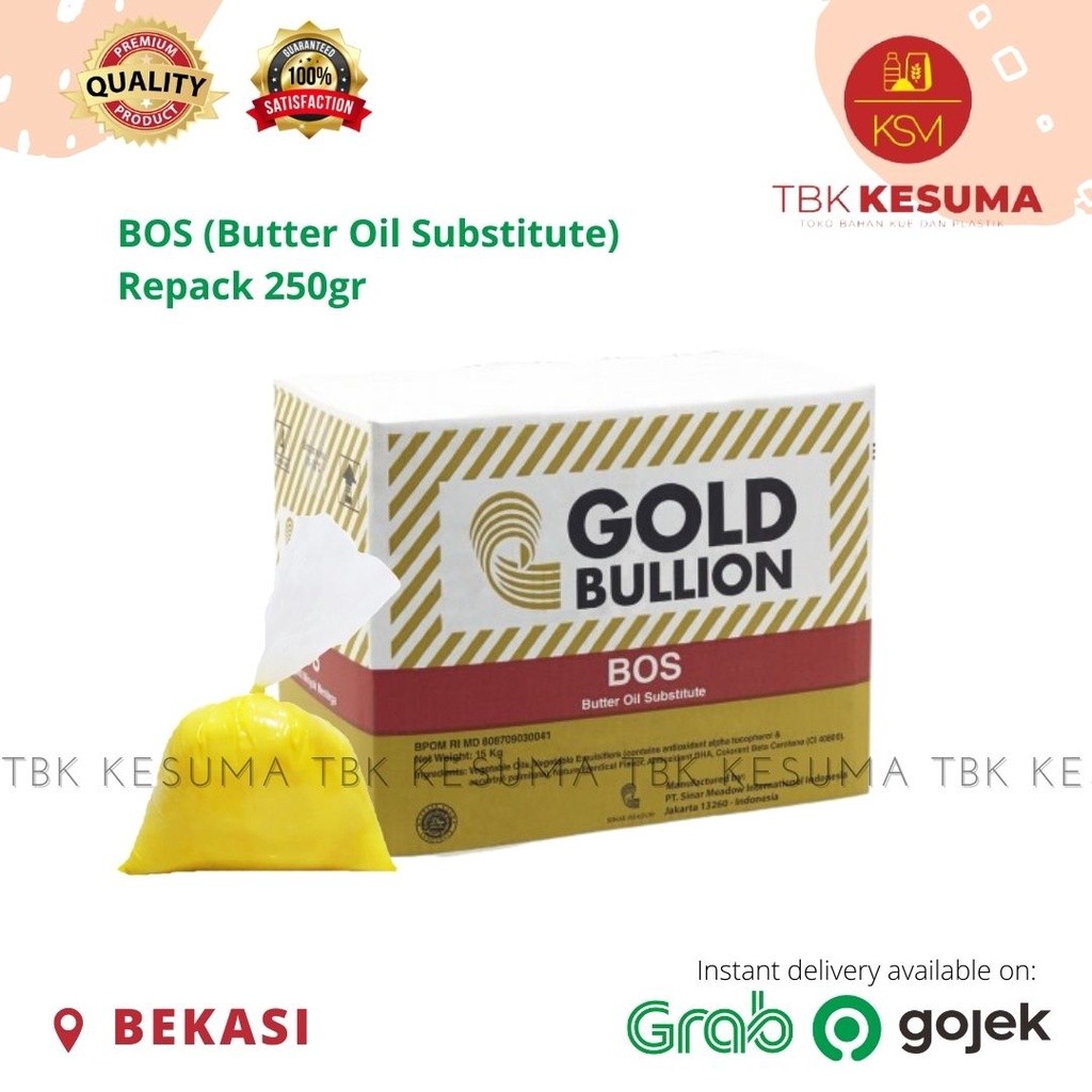 

Repack Gold Bullion BOS butter oil substitute rumbater mentega susu wangi 250gr