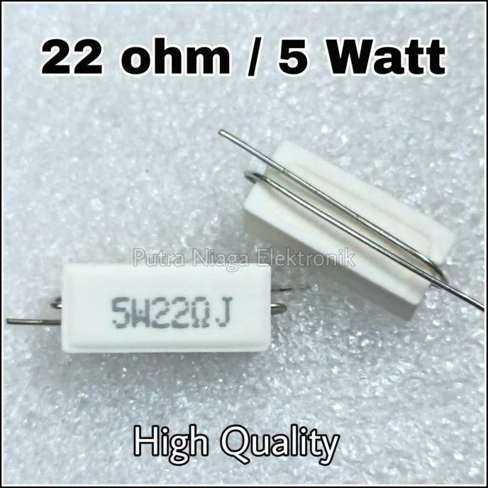 Resistor 22 ohm 5 watt 22R 5W keramik / kapur / cemen 22ohm 5watt putr4n Kualitas Baik