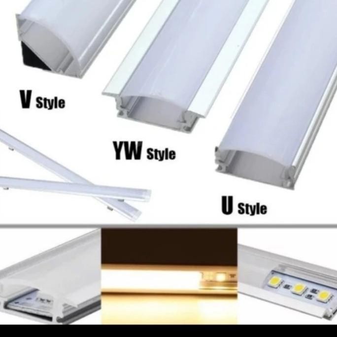 BIG SALE COVER LAMPU LED STRIP SELANG HOUSING PENUTUP LED BAR PUTIH HITAM 