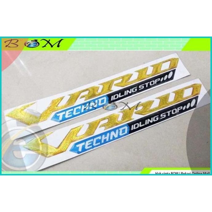 emblem tulisan honda vario techno 150 idling stop timbul glitter gold