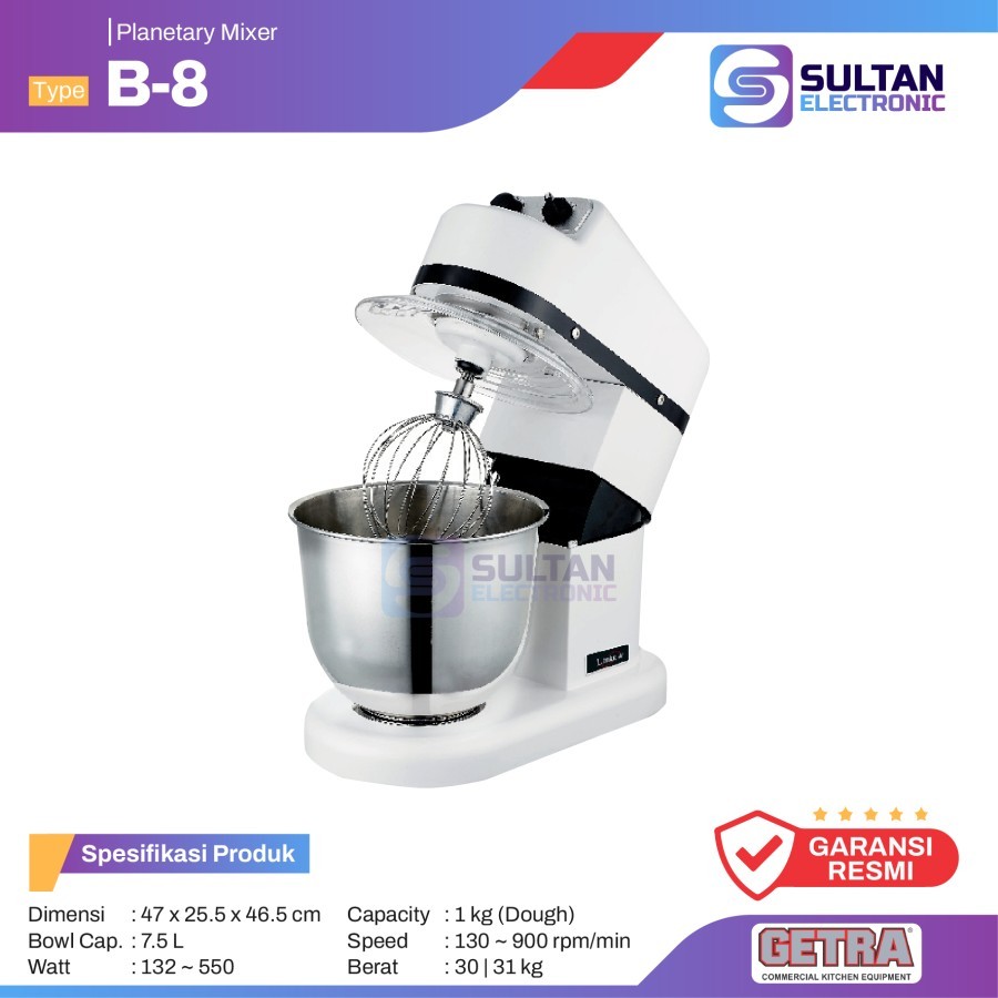 GETRA Planetary Mixer B-8 / B 8 / B8 Mixer Komersial