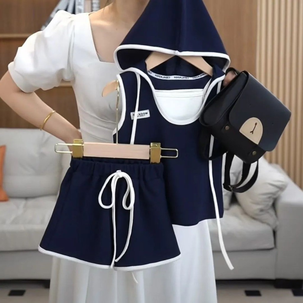 Girls' Preppy Style Top+Short suit