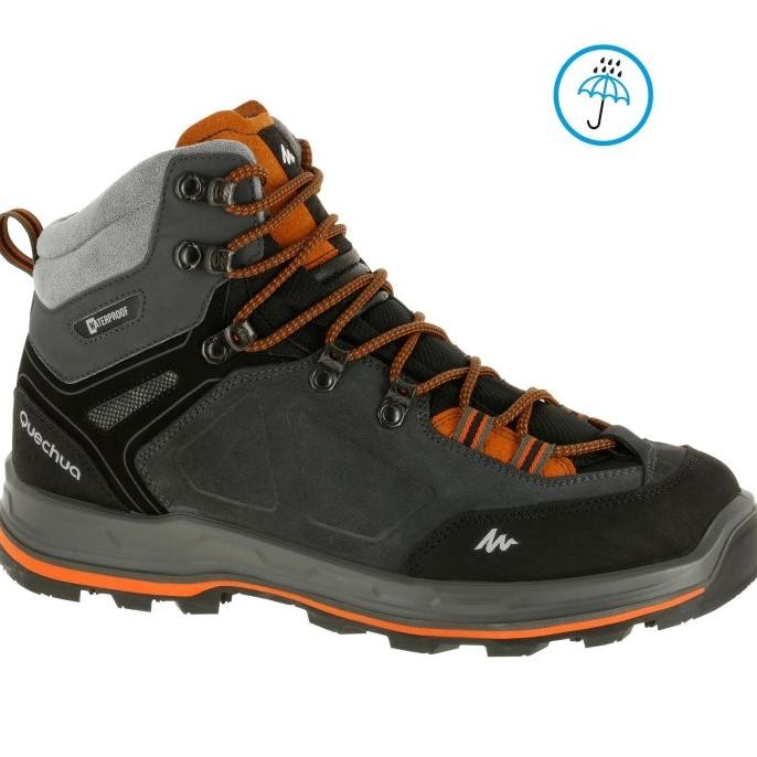 Decathlon Quechua Sepatu Trekking Pria Abu Coklat - 8319097