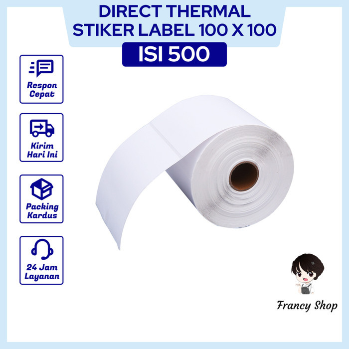 

Terlaris Kertas Label Thermal 100x100 Sticker Resi Barcode 1 Roll isi 500 Pcs SALE