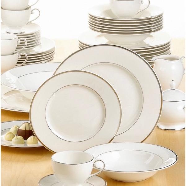 Kasa Cameo Platinum Rim Plate White St Saint James Tableware Piring