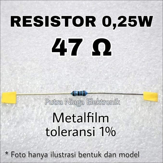 Diskon (10) Resistor 47ohm 0,25W 1% Metalfilm 47 47R 0.25W 47 ohm 1/4W putr4n Juara