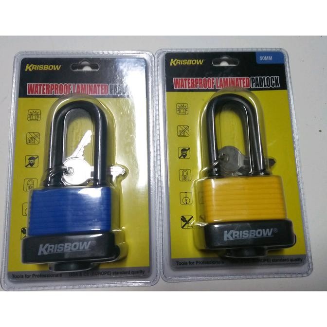 KRISBOW kunci gembok leher panjang Tahan Air 50mm sepeda motor pagar