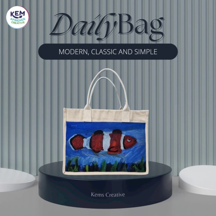 Baru  Handbag Kanvas Lukis Printing Bisa Custom / Tas Jinjing Kanvas Premium