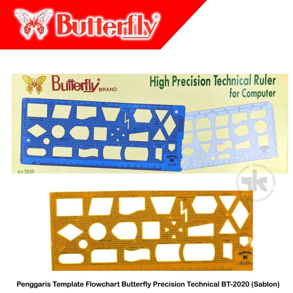 

Butterfly Template Ruler Penggaris Sablon Flowchart BT-2020 (Precision Technical)