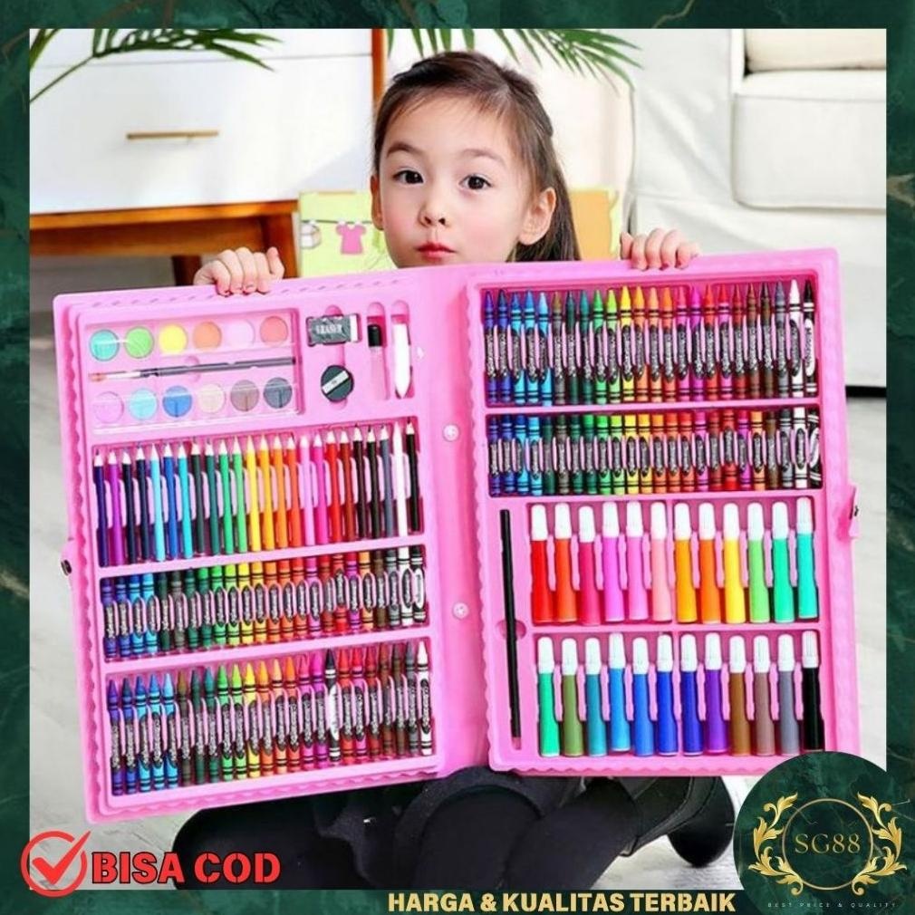 

Stationary Set isi 86 pcs Pensil Crayon Warna Cat Air / Perlengkapan Sekolah Menggambar Anak / Alat Warna