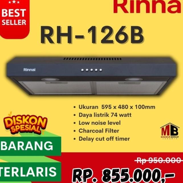 Cooker Hood Rinnai Rh-126B || Ghisap Rinnai Rh 126 B || New