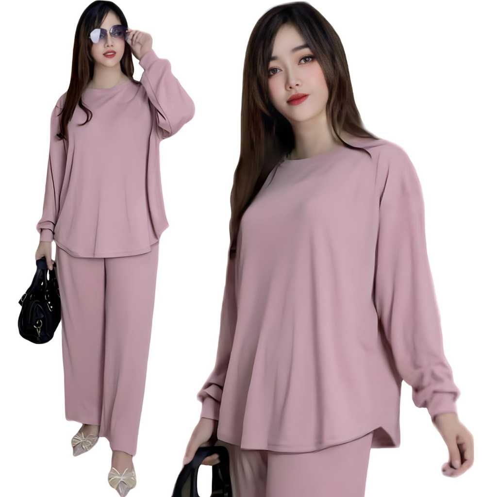 Setelan Wanita Sepasang Baju 2In1 Trendy Kekinian Setcelan Dewasa Terbaru 2024 Wanset Setcel Outfit 