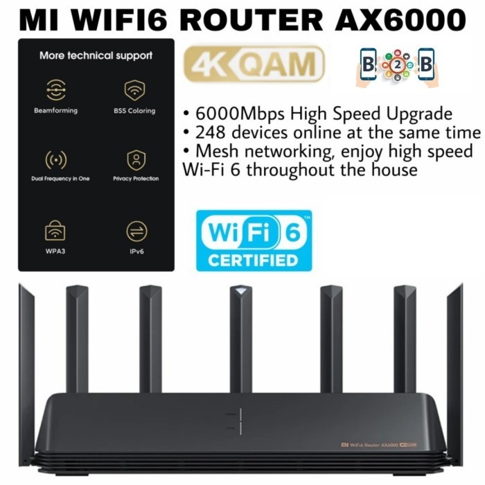 XIAOMI AIOT ROUTER AX6000 WIFI 6 WIRELESS 6000MBPS 4K QAM MIJIA