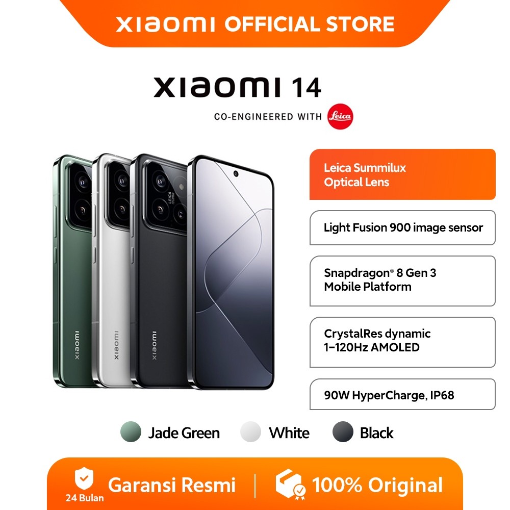 Xiaomi 14 (12/256GB) | Snapdragon® 8 Gen 3 | Leica 75mm | Light Fusion 900 image sensor | 90W HyperC
