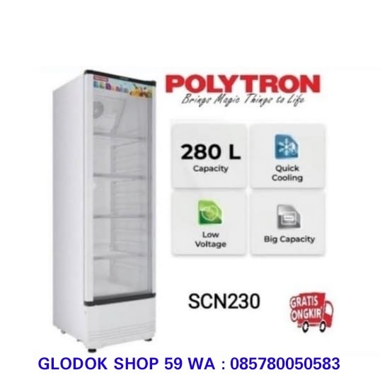 POLYTRON SCN-230 / SCN 230 SHOWCASE KULKAS PENDINGIN 4 RAK NEW
