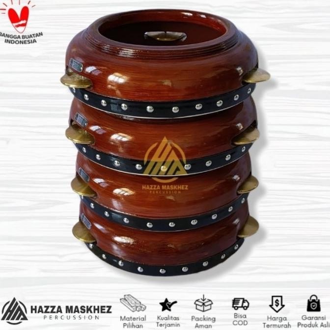 Jual Rebana Hadroh Jepara 1 Set Isi 4 Buah Alat Hadroh Kayu Mahoni