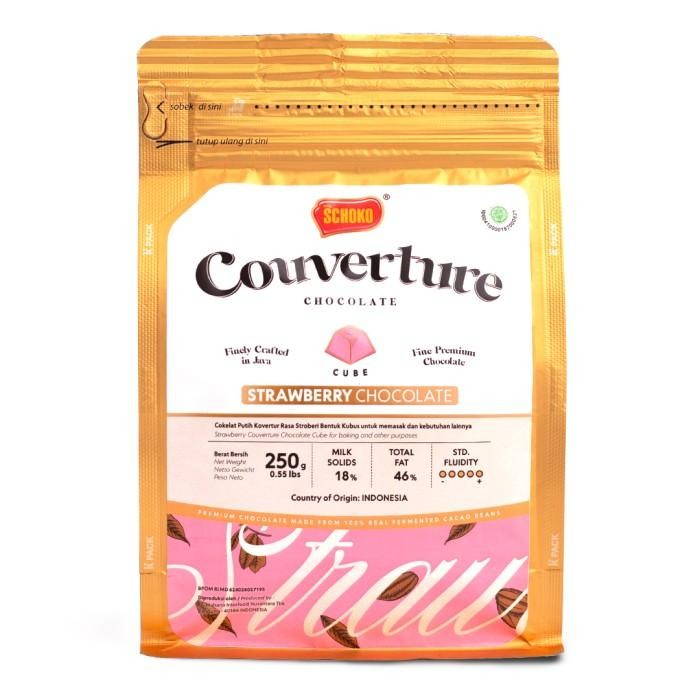 

SCHOKO Strawberry Chocolate Couverture Cube - 250 Gr / Kovertur Dadu Kualitas Terbaik