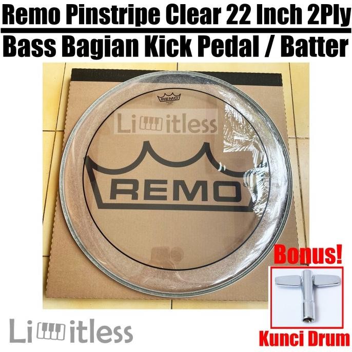 Jual Head Drum Remo Pinstripe Clear 22 Inch Bass Bagian Kick Pedal / Batter