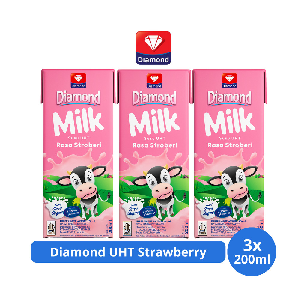 

Diamond Milk Susu UHT Strawberry 200ml x 3 pcs