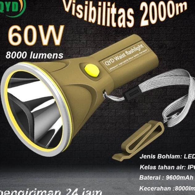 Qyd Senter Terang Outdoor Q382 Ip64 Tahan Air 8000 Lumens Flashlight